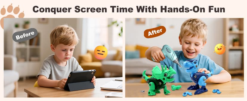 Laradola Dinosaur Toys for 3 4 5 6 7 8 Year Old Boys, Take Apart Dinosaur Toys for Kids 3-5 5-7 STEM Construction Building Kids Toy with Electric Drill, Party Christmas Birthday Gifts Boys Girls