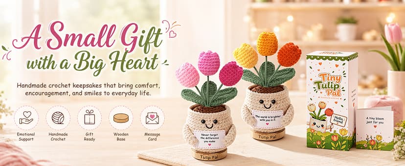 Positive Crochet, Appreciation Gifts for Coworkers, Employees, Boss, Friends, Nurses, Teachers, Retirement, Farewell (Orange) INSPRING Thank You Gifts for Women, Emotional Support Crochet Tulips Flower B0HC3DHJYS
