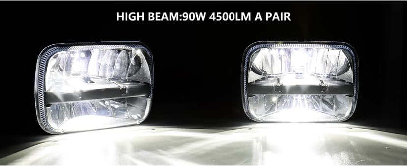 BICYACO 1 Pair 105W Rectangular 5x7/ 6x7 Inch Led Headlight High Low Beam Headlamp Compatible with Jeep Wrangler YJ Cherokee XJ Kenworth T300 1997-2010 Replacement H6054 H5054 H6054LL 69822 6052 6053