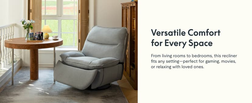 FLEXISPOT XRC7 Swivel Rocker Recliner Chair, 360° Swivel Oversized Armless Recliner Gaming Chair, Award-Winning Design with Premium PU Leather Upholstery for Living Room Gaming Room, Beige