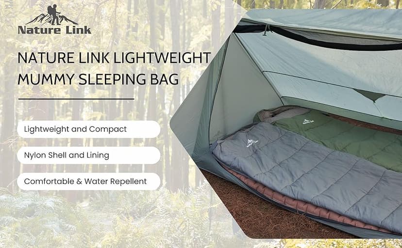 Lightweight Mummy Sleeping Bag 2.87lbs, Backpacking Sleeping Bag 42℉-55℉, Nylon Shell and Lining, Compact, Ultralight Sleeping Bag for Backpacking Camping Hiking