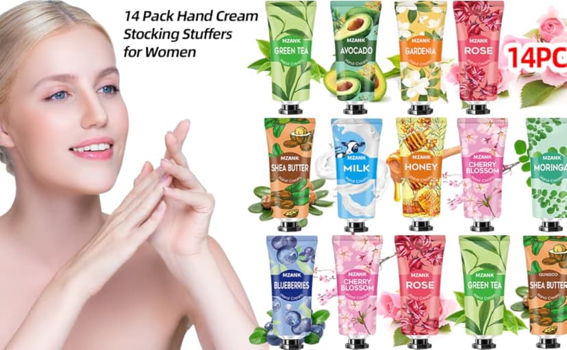 14 Pack Hand Cream for Dry Cracked Hands,Stocking Stuffers Gifts for Women Teengirls,Valentines Day Gifts,Bridesmaid Gifts,Nurse Appreciation Gifts,Teacher Appreciation Gifts,Hand Lotion Travel Size