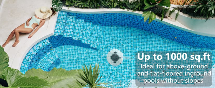 2026 Cordless Robotic Pool Cleaner - 120 Mins Automatic Pool Vacuum for Above Ground Pool & In - Ground Flat Pools up to 1000 Sq.Ft, Robot Pool Cleaner with Self - Parking Tech