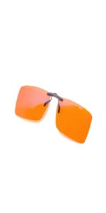 Vyzia Clip On Blue Light Blocking Glasses For Sleep | Fits Over Prescription Glasses, Orange Lenses Help Reduce Computer Eye Strain and Induce Sleep