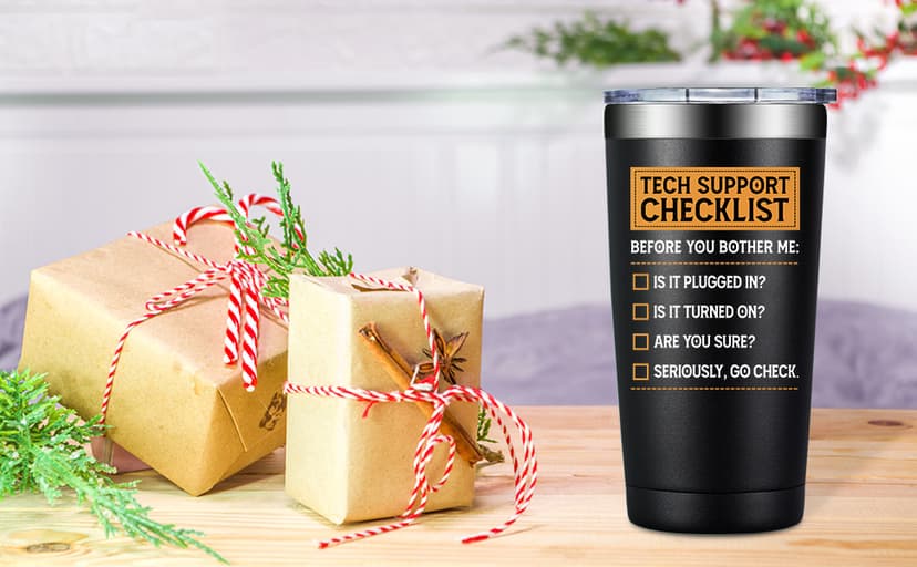 Tech Gifts for Men - Tech Support Checklist - Technical Gifts for Dad, Technician, Programmer, Techs Lover - 20oz Tumbler
