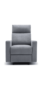 Nurture& The Manual Glider Premium Modern Recliner Nursery Glider Chair with Spill, Stain Proof Fabric | Designed with a Thoughtful Combination of Function and Comfort | Water Repellant (Gray)