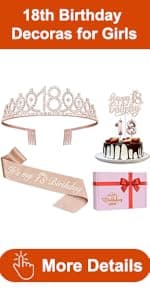 18th Birthday Decorations for Girls with 18th Birthday Sash White and Tiara Gold, Number Candles Gold, 18 Year Old Girl Gifts