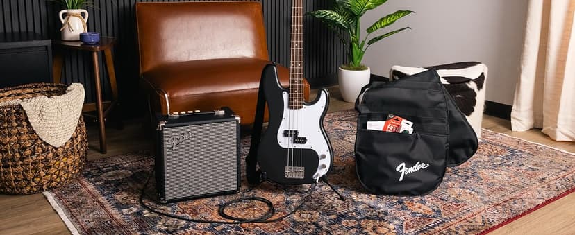 Fender Squier Debut Series Precision Bass Guitar, Beginner Guitar, with 2-Year Warranty, Includes Free Lessons, Black with Matte Finish