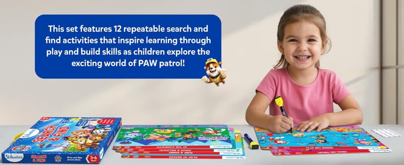 Reusable Write & Wipe Mats, Learning Games, Educational Toy for Toddlers, Kids, Boys & Girls Ages 3, 4, 5, 6 Skillmatics Search and Find PAW Patrol, Preschool Activity, Christmas Gift B0FQVC9MGX