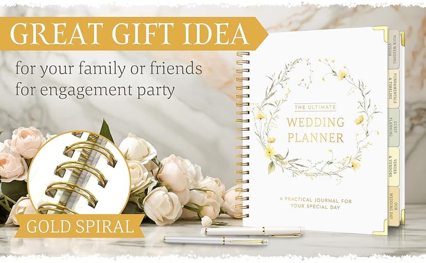 All-In-One Wedding Planner Book | Wedding Planning Organizer, Bridal Planner & Vow Books Set | Wedding Countdown Calendar | Bride Planner | Wedding Gift