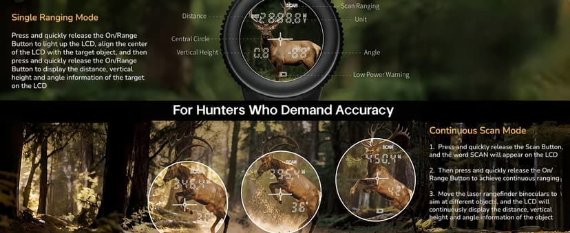Rangefinder Binoculars for Hunting, 1968 Yard Long Range Laser Rangefinding 10x42mm, Fast 0.15s IP65 Waterproof ±0.5m Accuracy Range Finder Built in for Hunter/Outdoors