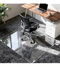 Vicwe Glass Chair Mat for Carpet,32"x48" Tempered Glass Office Chair Mat,1/5" Thick Glass Chair Mat with Rounded and Polished Edges,Smooth Glide for Carpet & Hardwood Floor Protection