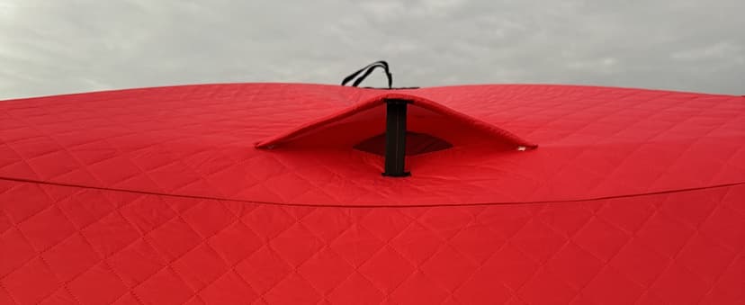 Pop Up Ice Fishing Tent Insulated Ice Fishing Shelter Portable Hub-Style Shelter Shanty Windproof and Warm, Multiple Sizes for 6-8 Person, Red, 6x11.7x6.6 Ft