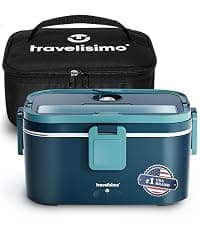 TRAVELISIMO Electric Lunch Box for Adults 100W Heated Lunch Box For Men 1.5L Stainless Steel Portable Food Warmer, 12/24/110V for Travel & Work, Loncheras Electricas Para Calentar almuerzo B0BZ3NCPB7
