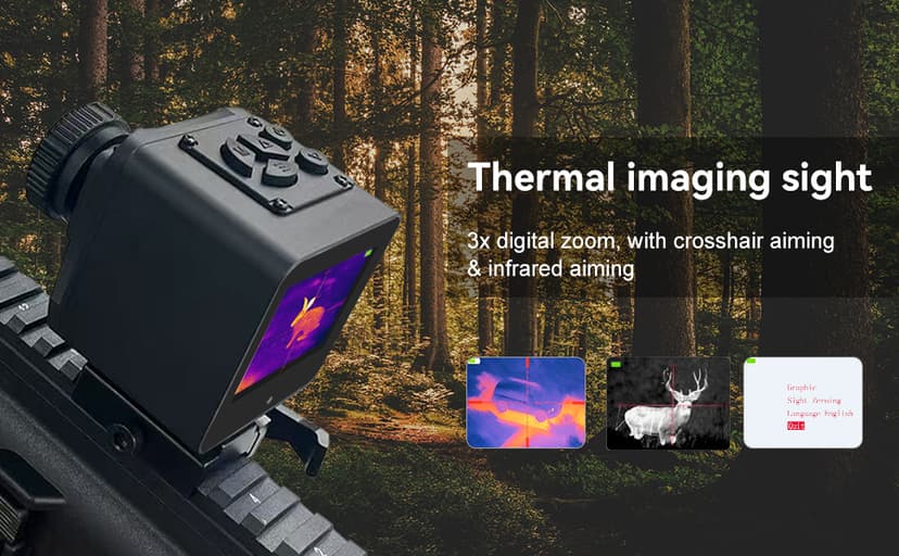 Thermal Imaging Night Vision Scope for Hunting – 320 * 240 Resolution Infrared Thermal Scope with Crosshair & Red Laser Aiming, Waterproof, 3X Zoom, Long Battery Life, Fits 21mm Rail