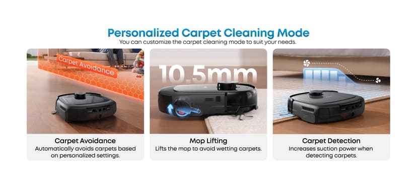 eufy Robot Vacuum E28, Portable Carpet for Deep Cleaning, HydroJet System with Roller Mop, All-in-One Robot Vacuum and Mop Combo, 20,000 Pa Suction, Zero-Tangling, Corner-to-Edge Cleaning (Upgraded)