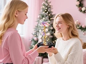 Childom Birthday Gifts for Women,Flowers for Delivery Prime,Colorful Rainbow Light Up Rose in A Glass Dome,Christmas Rose Gifts for Her Mom Women Wife Girl Grandma on Christmas Anniversary Valentines