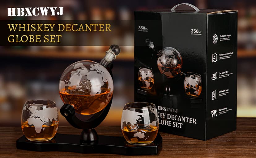 Whiskey Stones and Whiskey Glass Gift Set, DIOXADOP 8 Natural Whisky Stones 1 Crystal Whisky Glasses with Blessing Card in Exquisite Wooden Box, Prepare a Gift for a Whisky Scotch Bourbon Lover