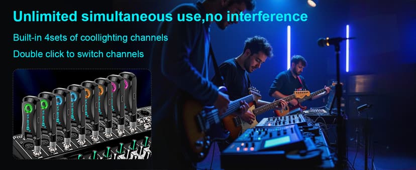 Sovvid Wireless Guitar System 2.4 GHz with Magnetic Charging Case Wireless Guitar Transmitter Receiver for Guitar Bass Electric Instruments