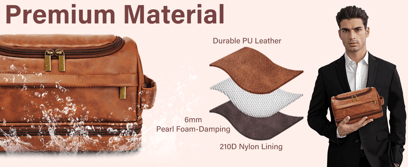 Personalized Toiletry Bag for Men, Custom Toiletries Bag Gifts for Men, Him, Birthday, Anniversary, Graduation, Groomsmen, Dad, Husband, Boyfriend, Leather Engraved Travel Cosmetic Shaving Hygiene Bag B0DZ6SCD7C