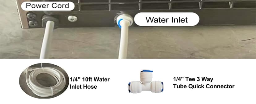 NUNET 3 - in - 1 Ice Maker, Water Dispenser & Water Cooler - Water Line Fill w/ 10ft Hose (1/2" & 1/4" Connector) - Hot/Cold Water - 44 lbs Ice Daily, 4lb Ice Storage