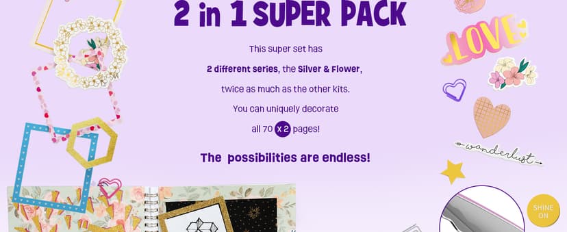 2-Pack DIY Journal Kit for Girls -Christmas Birthday Gifts for Girls 8 9 10 11 12 13 14 Years Old - Arts & Crafts for Teens Trendy Stuff - Scrapbook & Diary Supplies Toys Set