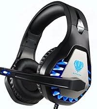 Gaming Headset for PS4, Xbox One, PC, PS5, Laptop, Mac, Nintendo Switch, 3.5MM Noise Cancelling Over Ear Headphones with Mic, Bass Surround, Soft Memory Earmuffs (Black)