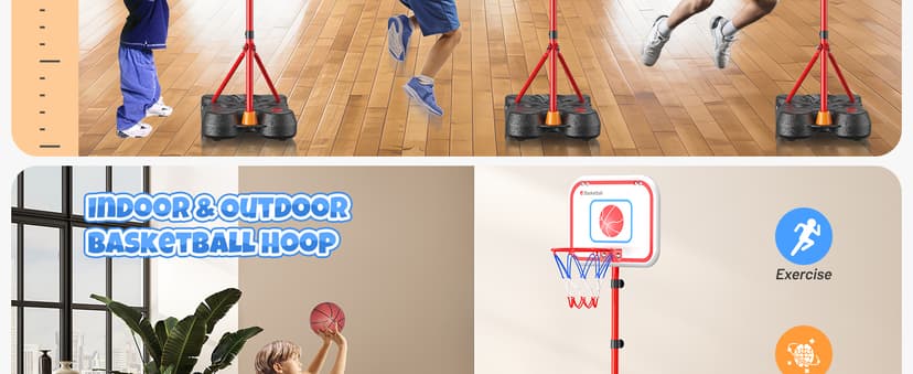 Adjustable basket ball Stand,Hanging Tee Baseball for Toddlers Boys Ages 2 3 4 5 6 7 8 Years Old, Outdoor Indoor Toys Gifts HopeRock 2 in 1 Kids Basketball Hoop and T Ball Set B0D53VWQGP
