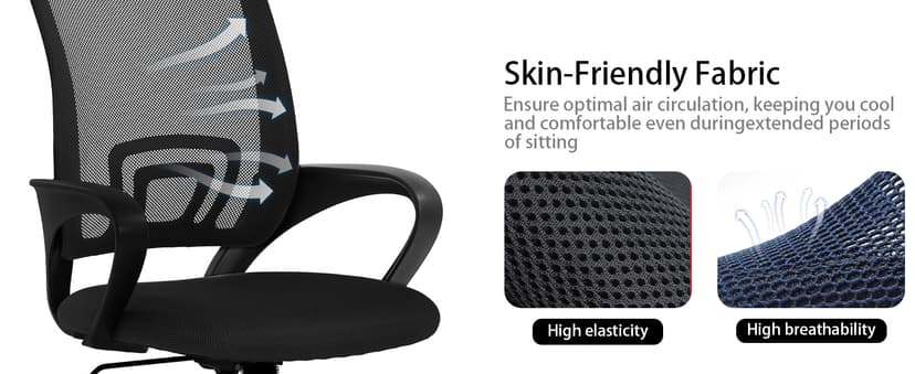 Office Chair, Desk Chair with Lumbar Support Arms, Adjustable Computer Chair with Breathable Mesh Backrest, Home Office Desk Chairs for Student, Adults, Study, Dorm, Comfortable Office Chair(Red)