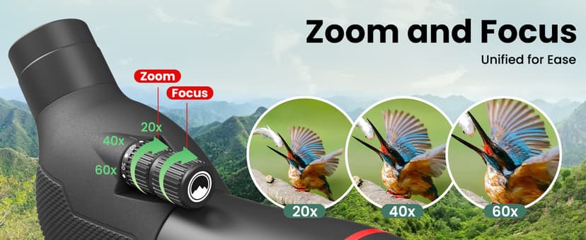 Spotting Scope 20-60x60mm - Waterproof IPX7 Spotter Scope with Phone Adapter and Tripod, Portable for Bird Watching Wildlife observing and Hiking, Black