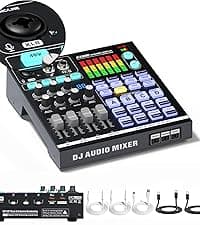 HALCONTORNO Podcast Sound Board F999 Plus - Music Mixer Board, Audio Mixer for YouTuber Streamer Music Gamer, Audio Interface, DJ Equipment Sound Card for Beginners (F999 Plus)
