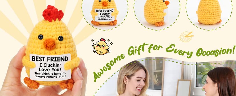 Best Friend Birthday Gifts for Women Friends Graduation Gift Bestie BFF Birthday Gifts I Love You Bestie BFF Friendship Gift Christmas Mothers Day Funny Handmade Crochet Animals Chicken