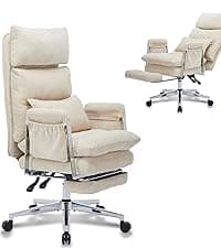 Ergonomic Office Chair,Ultra Thick Office Desk Chair with Adjustable Lumbar Support and Headrest,Spring Cushion,Rocking Function,Flip-up arms,Mesh Computer Chair for Home Office,Grey