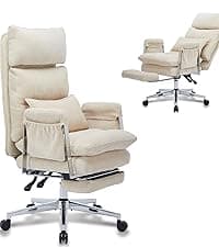 White Gaming Chair,Ergonomic Massage Computer Office Desk Chair with Footrest,Pocket Spring Cushion,Reclining Leather Adjustable Gamer Chair with Headrest and Lumbar Support,White