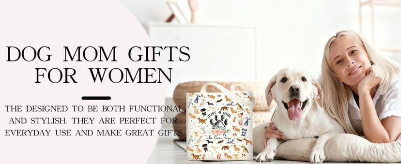 Cute Gifts for Dog Lover, Dog mom Gift Reusable Grocery Beach Shopping Bag for Women, Birthday Gift for Mom Daughter Friends Sisters Who Loves Dogs