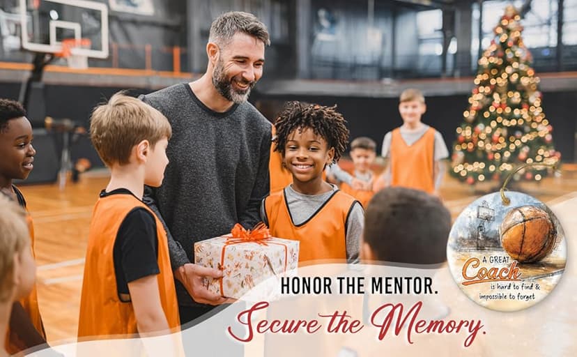 Basketball Coach Appreciation Gifts 2025 - Basketball Coach Christmas Ornament, Ceramic Sports Ornaments for Christmas Tree, Thank You Gifts for Mentor from Basketballs Athletes Team