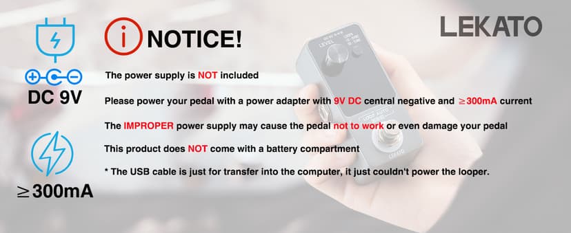 LEKATO Looper Pedal,Guitar Looper Pedal for Electric Guitar&Bass Loop Pedal with SYNC & Tuner Function Triple Effect Guitar Looper with LED Screen Unlimited Overdubs 3 Loops 18 Minutes Record Time