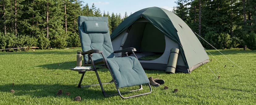 EVER ADVANCED Thick Padded Zero Gravity Chair, Oversized Reclining Lounge Chair with Adjustable Headrest & Cup Holder, Heavy Duty Support 350 lbs, Foldable for Camping, Lawn, Outdoor & Indoor, Green