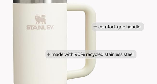 Handle and Straw | 3-Position Lid | Cup Holder Compatible for Travel | Insulated Stainless Steel Cup | BPA-Free STANLEY Quencher H2.0 Flow State Tumbler, 30 oz, Ash B0CJZF9XZZ