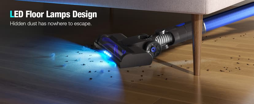 Cordless Vacuum Cleaner, 550W 45KPA 50Min Vacuum Cleaners for Home, Self-Standing Stick Vacuum with Touch Screen, 3 Power Modes, Rechargeable Battery, Handheld Vacuum for Pet Hair/Carpet/Floor