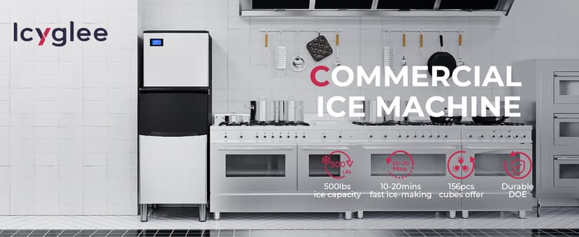 Commercial Ice Maker Machine 500LBs/Day with Filter, 250LBs Storage Bin, SECOP Compressor&ETL Approval Industrial Ice Machine, Auto-Cleaning, Ice Ready in 8-20mins, Cafe/Bar/Business/RST.