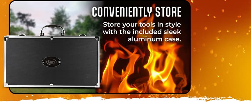 Kaluns Grilling Accessories, Birthday Gifts for Men Grilling Gifts, Heavy Duty Stainless Steel BBQ Grill Tools Set for Outdoor Grill with Aluminum Case and Apron, Husband Dad Gifts for Christmas