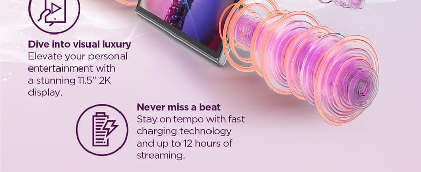 Lenovo Tab Plus - 2024 - Premium Entertainment Tablet - 8 JBL® Speakers - 11.5" 2K LCD Touch Display - 8GB Memory - 128GB Storage - MediaTek™ Helio G99 - Folio Case Included - Luna Grey