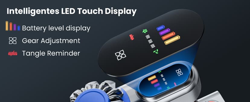 Cordless Vacuum Cleaner, 500W/40Kpa Vacuum Cleaners for Home, 60Mins Stick Vacuum with LED Display, Anti-Tangle & Wall Mount Charging, 8 in 1 Lightweight Vacuum for Hard Floors Carpet Pet Hair