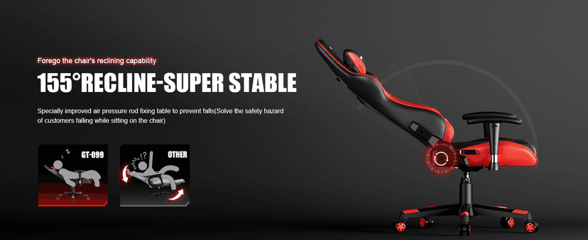 GTRACING Gaming Chair Racing Office Computer Ergonomic Video Game Chair Backrest and Seat Height Adjustable Swivel Recliner with Headrest and Lumbar Pillow Esports Chair (Red)