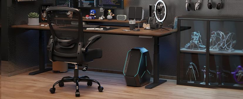 Mimoglad Ergonomic Office Chair - Desk Chair with Flip-up Armrests & 135° Recline, Adjustable Lumbar Support - Space-Saving Task Chair for Business/Team Office & Home (Black, 350lbs)