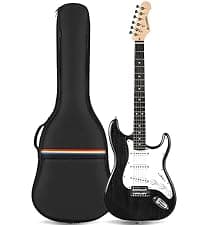 CAHAYA Electric Guitar Set Beginner - 39in Starter Guitar Kit with HSS Pickup Solid Okoume Body Electric Guitar Adults with Amplifier Gig Bag Strap Picks Strings Cable Blue