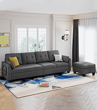 HONBAY Faux Leather Sectional Sofa, Convertible Sectional Couch L Shaped Couch Sofa for Small Space, Brown