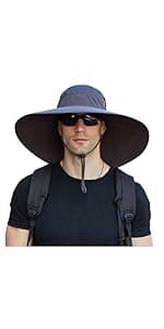 HUAMULAN 6" Super Wide Brim Sun Hats, Men and Women Bucket Hat for Fishing Hiking Garden Lawn Work Safari Camping Outdoor