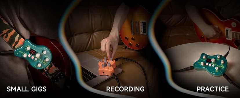 FLAMMA FX50 Practice Guitar Pedal Multi Effects Pedal Mini Portable with 40 Drum Rhythms15 Effects 32 Patches Tuner Function Support Both Corded and Battery Powered